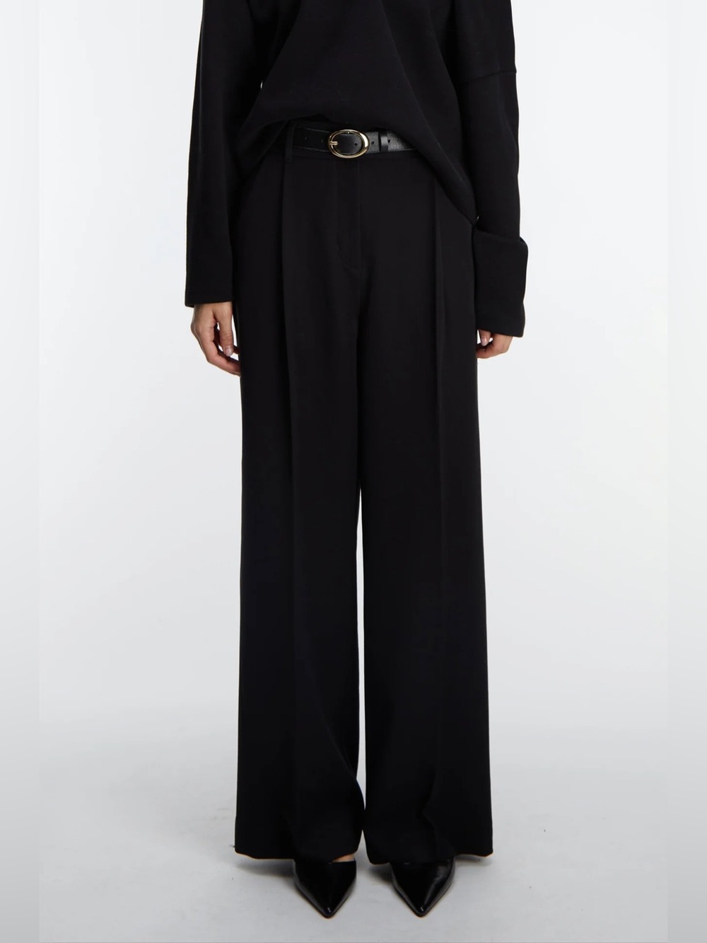 Oak and Fort Wide Leg Trouser - Black